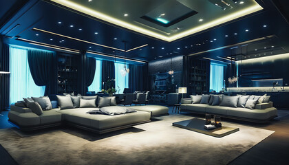 Beautiful modern living room interior, Generative AI