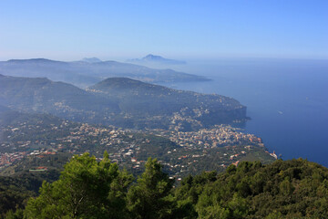 Fototapeta na wymiar Panorama of the blue mediterranean sea coast