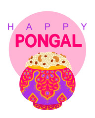 Happy Pongal religious festival of South India celebration background. Vector