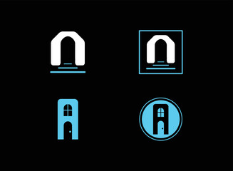 Letter A Home and Door Concept Logo Design