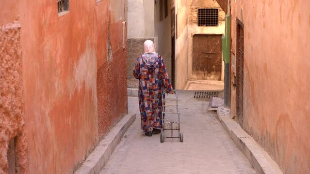 A woman walking in the streets of Rabat, Morocco