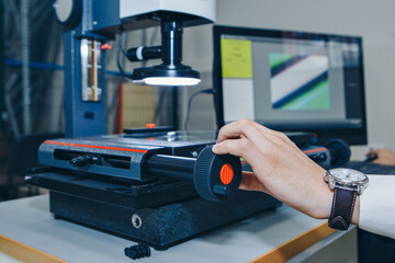 computer technology in the office. Technology HUD hologram and a woman taking notes. Development of programmers Team Development Website design and coding technologies Work in the office of a software
