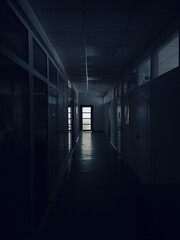 Office corridor, liminal space