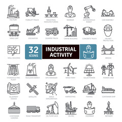 Industrial Activity icons Pack. Thin line Collection Smart Technology icons