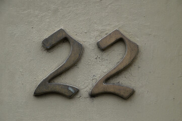 Close Up Of A House Number 22