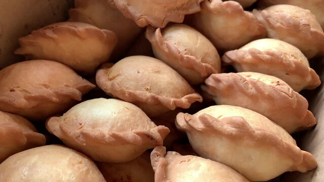 close up of traditional pastry called empanadas or panada.
