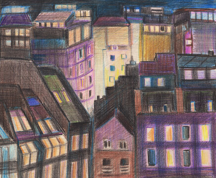 Rooftops of Paris at night