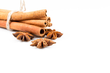 Stars anise and cinnamon isolated