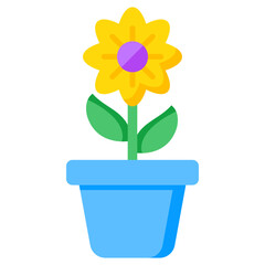 Conceptualizing flat design icon of flowerpot 