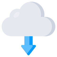 Conceptual flat design icon of cloud download