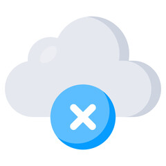 Cross sign with cloud showing concept of delete cloud 