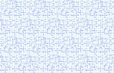 Chemical formula and outlines on notebook page. Vector seamless pattern. Education and scientific  background.