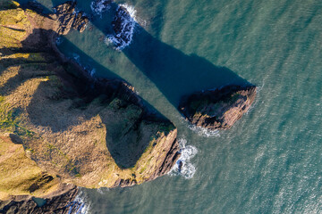 Coast of Scotland near Dunnottar Castle. View from above