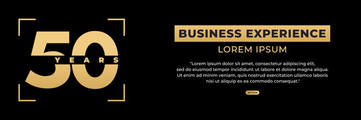 50 years in business or best number 50 vector isolated on black background. The best Simple vector design of number 50 or 50 years in business. For needs related to experience design in business.