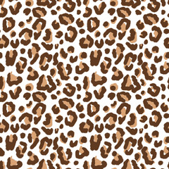 Vector seamless leopard pattern, black spots on a white background classic design