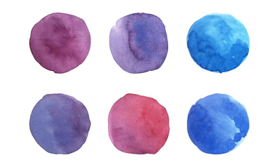 Watercolor circles for design. Watercolor spots set