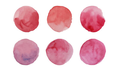 Red Watercolor circles for design. Watercolor spots set