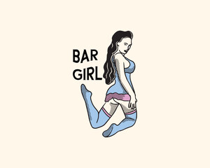 minimal vintage artwork of a woman posing sexy