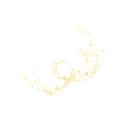 Curl, swirl plume golden abstract grainy texture, crumbs for background or backdrop. Gold dust. Sand particles grain. Pieces abstract. plume. Jewelry, carefully placed by hand. Jewel confetti. Vector