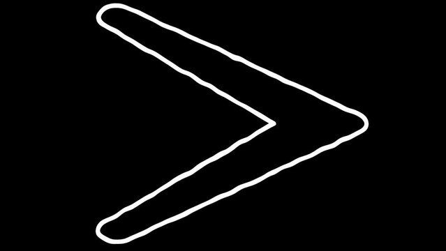 Arrow icon sign or symbol animation. White Highlight Elements. Doodle loop animation. doodle style on transparent background. Jittery Artistic Motion. scribble seamless loop animation.