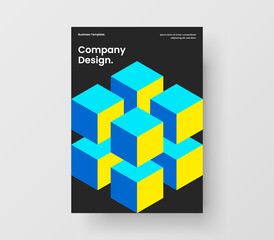 Original geometric hexagons annual report template. Bright banner vector design layout.