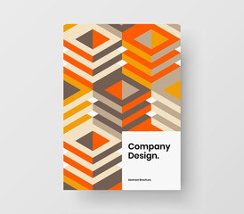 Unique leaflet design vector concept. Premium geometric hexagons corporate brochure illustration.
