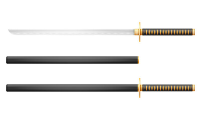 katana sword ninja weapon japanese warrior assassin vector illustration