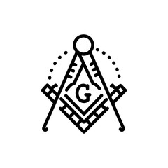 Masonic lodge symbol line icon. Isolated vector element.