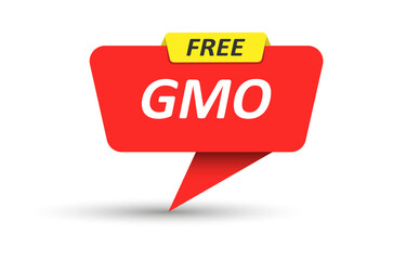 FREE GMO. Vector banner, pointer, sticker, label or speech bubble. Template for websites, applications and creative ideas