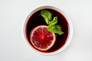 winter tea on the white background