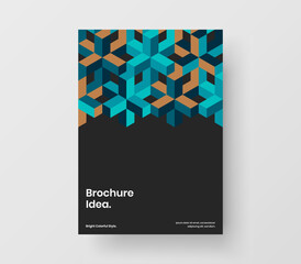 Bright flyer A4 design vector concept. Amazing geometric tiles journal cover illustration.