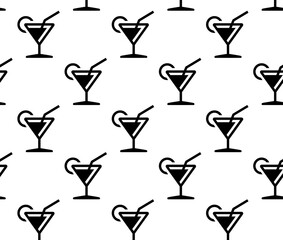Patrón repetitivo con cocktail con copa con rodaja de limón