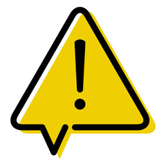Señal de advertencia de peligro. Icono plano lineal señal triángulo amarillo como burbuja de habla con aviso de peligro © teracreonte