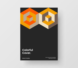 Colorful flyer design vector template. Multicolored geometric shapes presentation illustration.