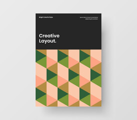 Minimalistic geometric shapes poster illustration. Trendy corporate brochure A4 vector design layout.