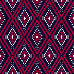 Geometric ethnic pattern traditional Design for background,carpet,wallpaper,clothing,wrapping,Batik,fabric,sarong,Vector illustration embroidery style.