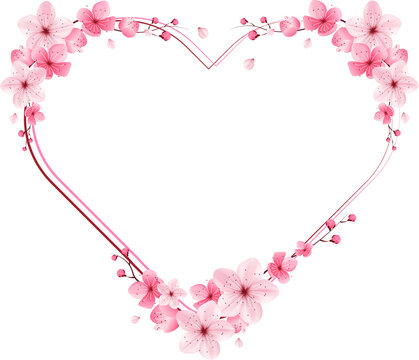 pink blossom heart border