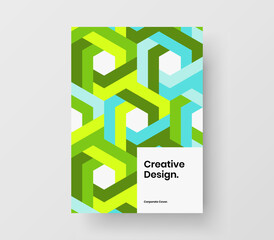 Trendy geometric shapes journal cover concept. Fresh company identity A4 vector design illustration.