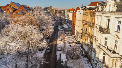 Lower Town in Gdańsk in a winter setting.