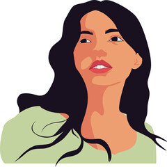Woman Half Body Illustration Vector