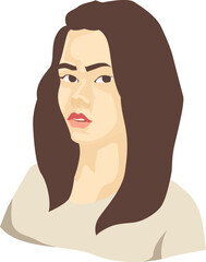 Woman Half Body Illustration Vector