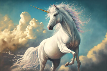 Naklejka na ściany i meble Beautiful unicorn, generative ai