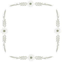Obraz premium frame with flowers and green leaves