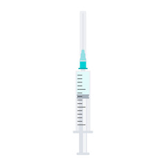 Medical syringe with needle.
Сoncept of vaccination, injection, diabetes. Isolated vector illustration