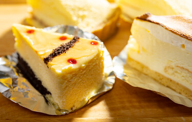 fresh sweet cakes at horizontal composition