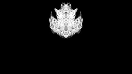 Magic figure is built from luminous particles pouring from above. Abstract changing figure of indeterminate shape. Mystical Transformation. Monochrome on black background 3D render