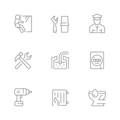 Set line icons of house service