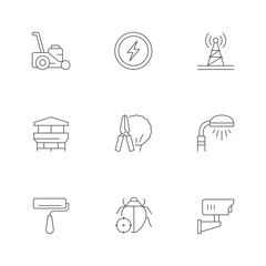Set line icons of house service