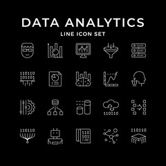 Set line icons of data analytics