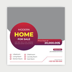 	
Real Estate home Social Media Post Template, Editable Post Template Social Media Banners.